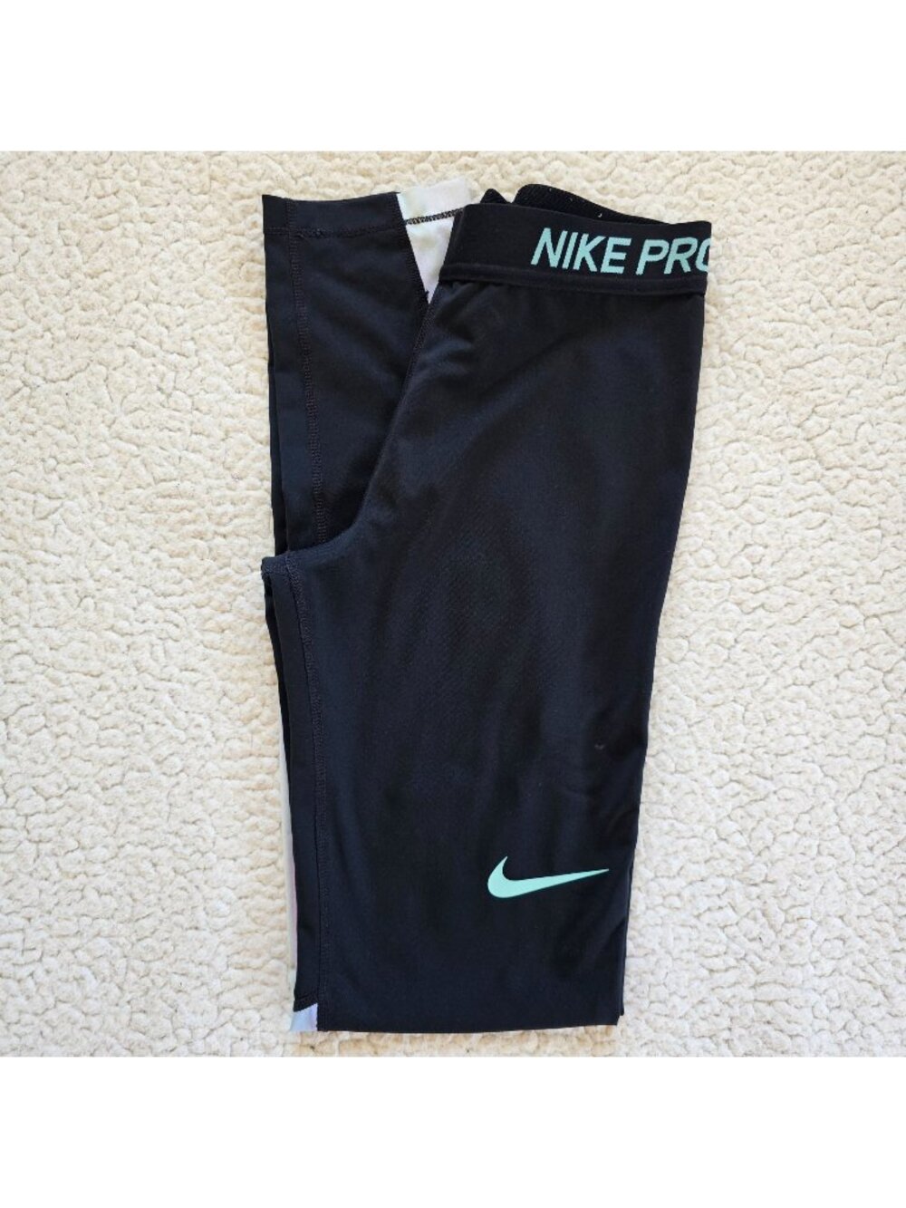 Nike Pro Womens Training Leggings Black W/ Iridescent Panels Size XL